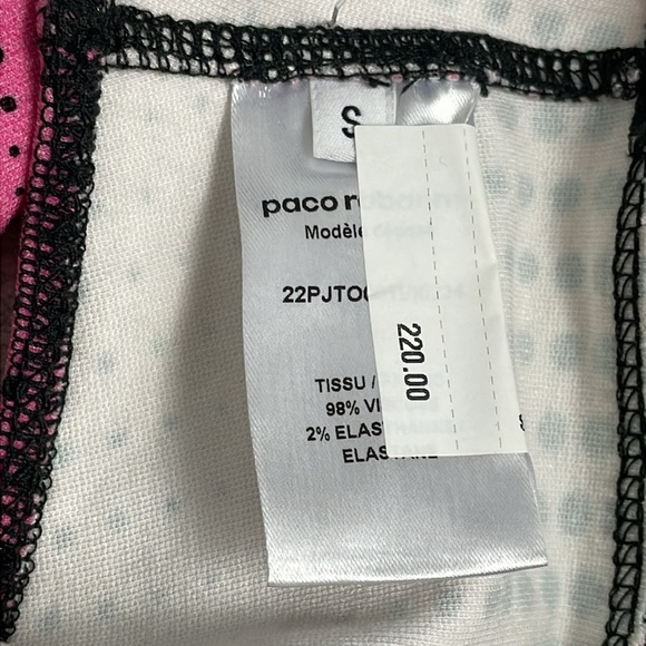 New Paco Rabanne Printed Cropped Sports Bralet Bra Dotted Graphic Print Logo S - Picture 7 of 12